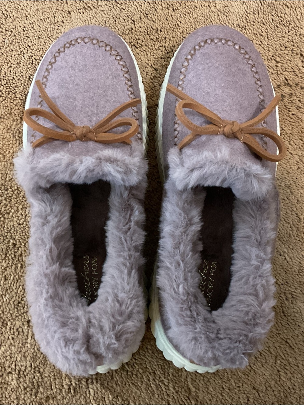 Skechers Plush Faux-Fur Slip-On Moccasins in Lavender Size 8 - Picture 9 of 9